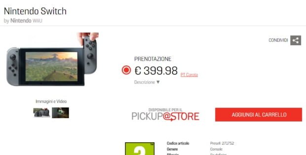 Pre-Orders Confirms The Price Of Nintendo Switch